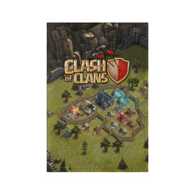 Обложка для паспорта матовая кожа с принтом Clash of Clans в Петрозаводске, натуральная матовая кожа | размер 19,3 х 13,7 см; прозрачные пластиковые крепления | base | clan wars | coc | hall | hog rider | royale | town | trap | база | гоблин | золото | клеш оф кленс | кок | крепость | кристаллы | трофей | эликсир