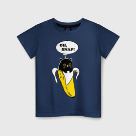 Детская футболка хлопок с принтом Oh, snap! в Петрозаводске, 100% хлопок | круглый вырез горловины, полуприлегающий силуэт, длина до линии бедер | banana | cat | kitten | банан | кот | котенок | кошка
