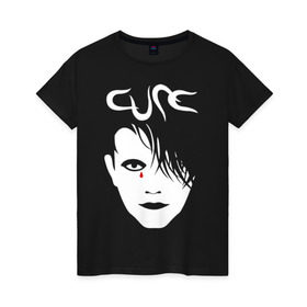 Женская футболка хлопок с принтом The Cure в Петрозаводске, 100% хлопок | прямой крой, круглый вырез горловины, длина до линии бедер, слегка спущенное плечо | cure | robert james smith | the cure | готик рок | группы | музыка | постпанк | роберт смит | рок