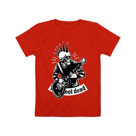Детская футболка хлопок с принтом Punk`s not dead в Петрозаводске, 100% хлопок | круглый вырез горловины, полуприлегающий силуэт, длина до линии бедер | guitar | motto | music | punk | rock | skull | гитара | девиз | музыка | панк | рок | череп