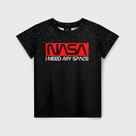 Детская футболка 3D с принтом NASA (НА СПИНЕ) в Петрозаводске, 100% гипоаллергенный полиэфир | прямой крой, круглый вырез горловины, длина до линии бедер, чуть спущенное плечо, ткань немного тянется | galaxy | nasa | space | space company | star | астрономия | галактика | звезды | космическая компания | космос | наса
