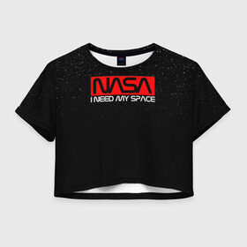 Женская футболка Cropp-top с принтом NASA (НА СПИНЕ) в Петрозаводске, 100% полиэстер | круглая горловина, длина футболки до линии талии, рукава с отворотами | Тематика изображения на принте: galaxy | nasa | space | space company | star | астрономия | галактика | звезды | космическая компания | космос | наса