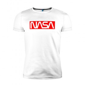 Мужская футболка премиум с принтом NASA в Петрозаводске, 92% хлопок, 8% лайкра | приталенный силуэт, круглый вырез ворота, длина до линии бедра, короткий рукав | galaxy | nasa | space | space company | star | астрономия | галактика | звезды | космическая компания | космос | наса