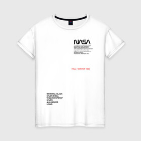 Женская футболка хлопок с принтом NASA | НАСА (НА СПИНЕ) в Петрозаводске, 100% хлопок | прямой крой, круглый вырез горловины, длина до линии бедер, слегка спущенное плечо | galaxy | nasa | space | space company | star | астрономия | галактика | звезды | космическая компания | космос | наса