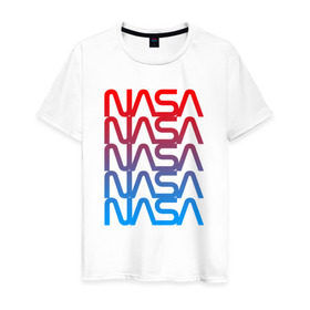 Мужская футболка хлопок с принтом NASA в Петрозаводске, 100% хлопок | прямой крой, круглый вырез горловины, длина до линии бедер, слегка спущенное плечо. | galaxy | nasa | space | space company | star | астрономия | галактика | звезды | космическая компания | космос | наса