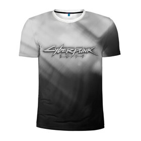Мужская футболка 3D спортивная с принтом CYBERPUNK 2077 в Петрозаводске, 100% полиэстер с улучшенными характеристиками | приталенный силуэт, круглая горловина, широкие плечи, сужается к линии бедра | 2019 | black | cd project red | cyberpunk 2077 | future | grey | hack | night city | samurai | sci fi | андроиды | безумие | будущее | киберпанк 2077 | логотип | роботы | самураи | фантастика | цифры