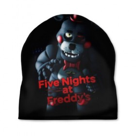 Шапка 3D с принтом Five Nights At Freddys в Петрозаводске, 100% полиэстер | универсальный размер, печать по всей поверхности изделия | five nights at freddys | foxy | аниматроники | игра | компьютерная игра | робот | фокси | фредди | фреди | чика