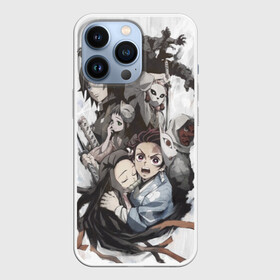 Чехол для iPhone 13 Pro с принтом Kimetsu no Yaiba на сером в Петрозаводске,  |  | blade | blade of demon | demon | demon slayer | kimetsu | kimetsu no yaiba | slayer | yaiba | клинок | клинок рассекающий демонов | рассекающий демонов