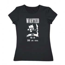 Женская футболка хлопок с принтом Wanted Bo в Петрозаводске, 100% хлопок | прямой крой, круглый вырез горловины, длина до линии бедер, слегка спущенное плечо | 
