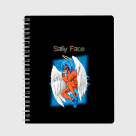 Тетрадь с принтом SALLY FACE в Петрозаводске, 100% бумага | 48 листов, плотность листов — 60 г/м2, плотность картонной обложки — 250 г/м2. Листы скреплены сбоку удобной пружинной спиралью. Уголки страниц и обложки скругленные. Цвет линий — светло-серый
 | blue | diane | face | fisher | gizmo | henry | johnson | killer | larry | sally | генри | гизмо | джонсон | диана | ларри | лицо | парень в маске | салли | фейс | фишер