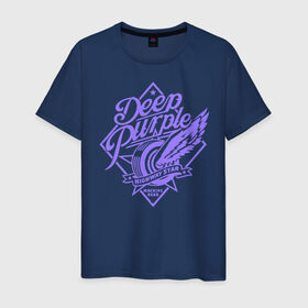 Мужская футболка хлопок с принтом Deep Purple в Петрозаводске, 100% хлопок | прямой крой, круглый вырез горловины, длина до линии бедер, слегка спущенное плечо. | deep purple | группы | дип пёрпл | жэви метал | метал | музыка | рок | хард рок