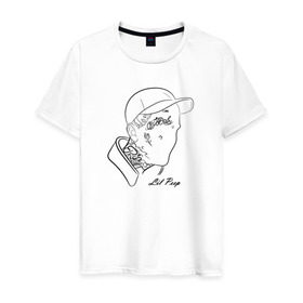 Мужская футболка хлопок с принтом Lil Peep в Петрозаводске, 100% хлопок | прямой крой, круглый вырез горловины, длина до линии бедер, слегка спущенное плечо. | 