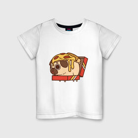 Детская футболка хлопок с принтом Pizza Dog в Петрозаводске, 100% хлопок | круглый вырез горловины, полуприлегающий силуэт, длина до линии бедер | amimals | cook | dog | doggy | food | pizza | woof | боксер | бульдог | бультерьер | волк | гав | доберман | дог | долматинец | друг | еда | животные | йорк | кок | мопс | овчарка | пёс | песик | питомец | пицца | повар | пудель