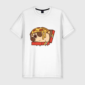 Мужская футболка премиум с принтом Pizza Dog в Петрозаводске, 92% хлопок, 8% лайкра | приталенный силуэт, круглый вырез ворота, длина до линии бедра, короткий рукав | Тематика изображения на принте: amimals | cook | dog | doggy | food | pizza | woof | боксер | бульдог | бультерьер | волк | гав | доберман | дог | долматинец | друг | еда | животные | йорк | кок | мопс | овчарка | пёс | песик | питомец | пицца | повар | пудель