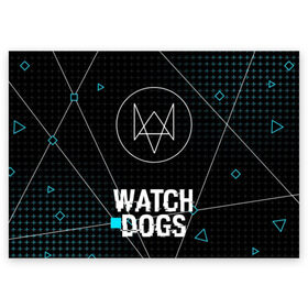 Поздравительная открытка с принтом РЮКЗАК WATCH DOGS в Петрозаводске, 100% бумага | плотность бумаги 280 г/м2, матовая, на обратной стороне линовка и место для марки
 | action | ct os | ded sec | fox | gamer | glitch | hacker | player | watch dogs | watch dogs 2 | глитч | знак лиса | игра | компьютерная игра | хакер