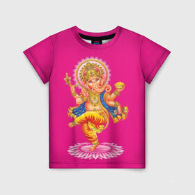 Детская футболка 3D с принтом Ганеша в Петрозаводске, 100% гипоаллергенный полиэфир | прямой крой, круглый вырез горловины, длина до линии бедер, чуть спущенное плечо, ткань немного тянется | Тематика изображения на принте: character | deity | elephant | four | ganesh | god | gold | hands | head | hinduism | jewel | jewels | lord | ornament | pattern | well being | wisdom | благополучие | бог | божество | владыка | ганеша | голова | драгоценности | золото | индуизм | мудрост