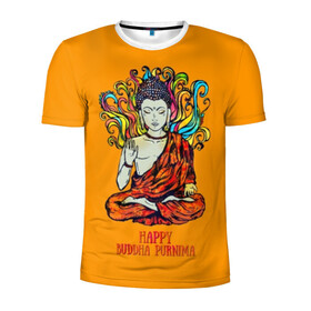 Мужская футболка 3D спортивная с принтом Happy Buddha Purnima в Петрозаводске, 100% полиэстер с улучшенными характеристиками | приталенный силуэт, круглая горловина, широкие плечи, сужается к линии бедра | Тематика изображения на принте: buddha | golden | happy | indian | kesa | lotus | monk | orange | ornament | pattern | pose | religion | shakyamuni | spiritual | te | будда | буддизм | духовный | золотой | индийский | кашая | кэса | лотос | оранжевый | орнамент | основатель | по