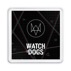 Магнит 55*55 с принтом WATCH DOGS в Петрозаводске, Пластик | Размер: 65*65 мм; Размер печати: 55*55 мм | Тематика изображения на принте: action | ct os | ded sec | fox | gamer | glitch | hacker | player | watch dogs | watch dogs 2 | глитч | знак лиса | игра | компьютерная игра | хакер