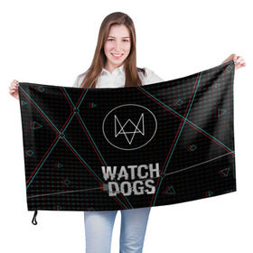 Флаг 3D с принтом WATCH DOGS в Петрозаводске, 100% полиэстер | плотность ткани — 95 г/м2, размер — 67 х 109 см. Принт наносится с одной стороны | action | ct os | ded sec | fox | gamer | glitch | hacker | player | watch dogs | watch dogs 2 | глитч | знак лиса | игра | компьютерная игра | хакер