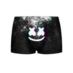 Мужские трусы 3D с принтом MARSHMELLO GLITCH в Петрозаводске, 50% хлопок, 50% полиэстер | классическая посадка, на поясе мягкая тканевая резинка | dj | glitch | marshmello | usa | америка | глитч | клубная музыка | маршмелло | музыка | музыкант