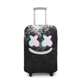 Чехол для чемодана 3D с принтом MARSHMELLO GLITCH в Петрозаводске, 86% полиэфир, 14% спандекс | двустороннее нанесение принта, прорези для ручек и колес | dj | glitch | marshmello | usa | америка | глитч | клубная музыка | маршмелло | музыка | музыкант