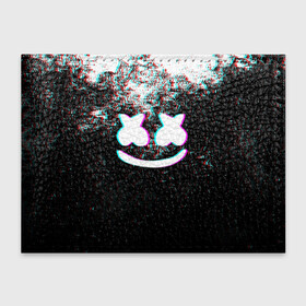 Обложка для студенческого билета с принтом MARSHMELLO GLITCH   МАРШМЕЛЛО НЕОН в Петрозаводске, натуральная кожа | Размер: 11*8 см; Печать на всей внешней стороне | dj | glitch | marshmello | usa | америка | глитч | клубная музыка | маршмелло | музыка | музыкант