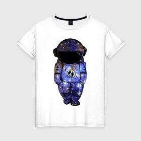 Женская футболка хлопок с принтом космос в Петрозаводске, 100% хлопок | прямой крой, круглый вырез горловины, длина до линии бедер, слегка спущенное плечо | астрономия | вселенная | галактика | графика | звезды | инопланетяне | космос | нло