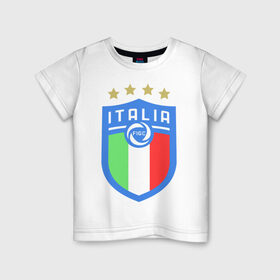 Детская футболка хлопок с принтом Сборная Италии в Петрозаводске, 100% хлопок | круглый вырез горловины, полуприлегающий силуэт, длина до линии бедер | italia | italy | squadra azzurra | италия | сборная италии | сборная италии по футболу | форма | футбольные сборные | чемпионат европы | чемпионат мира