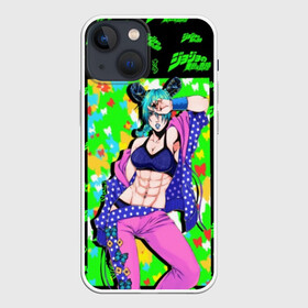 Чехол для iPhone 13 mini с принтом JoJo в Петрозаводске,  |  | anime | aureo | jojo | jojos | jojos bizarre adventure | vento | боевик | джоджо | иероглиф | манга | приключения | стиль | ужасы | фэнтези | япония