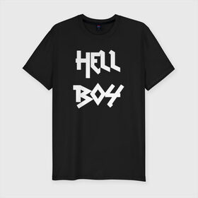 Мужская футболка премиум с принтом Hell Boy в Петрозаводске, 92% хлопок, 8% лайкра | приталенный силуэт, круглый вырез ворота, длина до линии бедра, короткий рукав | Тематика изображения на принте: awful things | gustav | lil peep | густав ор | клауд | клауд рэп | лил | лили | певец | пееп | пеп | пип | пост эмо | реп | репер | рэп | рэпер | трэп | хип | хип хоп | хоп | эмо трэп