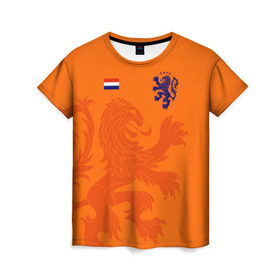 Женская футболка 3D с принтом Сборная Голландии в Петрозаводске, 100% полиэфир ( синтетическое хлопкоподобное полотно) | прямой крой, круглый вырез горловины, длина до линии бедер | holland | nederland | netherlands | голландия | нидерланды | сборная голландии | сборная голландии по футболу | сборная нидерландов | форма | футбольные сборные | чемпионат