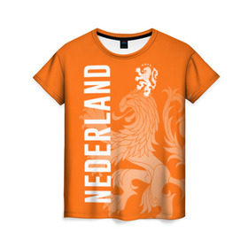 Женская футболка 3D с принтом Сборная Голландии в Петрозаводске, 100% полиэфир ( синтетическое хлопкоподобное полотно) | прямой крой, круглый вырез горловины, длина до линии бедер | Тематика изображения на принте: holland | nederland | netherlands | голландия | нидерланды | сборная голландии | сборная голландии по футболу | сборная нидерландов | форма | футбольные сборные | чемпионат