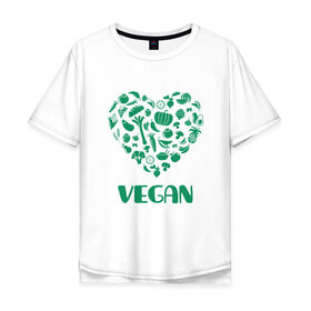 Мужская футболка хлопок Oversize с принтом Vegan в Петрозаводске, 100% хлопок | свободный крой, круглый ворот, “спинка” длиннее передней части | Тематика изображения на принте: earth | green | greenpaece | nature | sport | vegan | world | yoga | веган | вегетарианец | гринпис | дерево | еда | животные | жизнь | здоровье | зеленый | йога | лес | любовь | мир | овощи | пища | планета | природа | растение