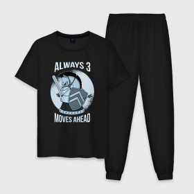 Мужская пижама хлопок с принтом Шахматы в Петрозаводске, 100% хлопок | брюки и футболка прямого кроя, без карманов, на брюках мягкая резинка на поясе и по низу штанин
 | 