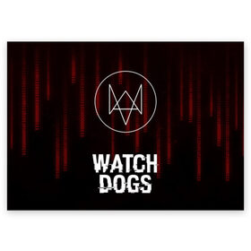 Поздравительная открытка с принтом WATCH DOGS в Петрозаводске, 100% бумага | плотность бумаги 280 г/м2, матовая, на обратной стороне линовка и место для марки
 | action | ct os | ded sec | fox | gamer | glitch | hacker | player | watch dogs | watch dogs 2 | глитч | знак лиса | игра | компьютерная игра | хакер