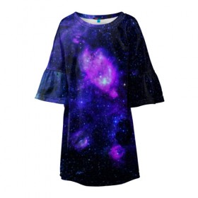 Детское платье 3D с принтом Космос в Петрозаводске, 100% полиэстер | прямой силуэт, чуть расширенный к низу. Круглая горловина, на рукавах — воланы | Тематика изображения на принте: galaxy | nebula | space | star | абстракция | вселенная | галактика | звезда | звезды | космический | планеты