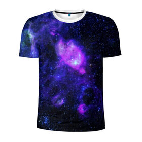 Мужская футболка 3D спортивная с принтом Космос в Петрозаводске, 100% полиэстер с улучшенными характеристиками | приталенный силуэт, круглая горловина, широкие плечи, сужается к линии бедра | galaxy | nebula | space | star | абстракция | вселенная | галактика | звезда | звезды | космический | планеты