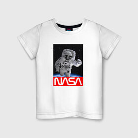 Детская футболка хлопок с принтом NASA в Петрозаводске, 100% хлопок | круглый вырез горловины, полуприлегающий силуэт, длина до линии бедер | galaxy | nasa | space | space company | star | астрономия | галактика | звезды | космическая компания | космос | наса