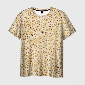 Мужская футболка 3D с принтом Блин в Петрозаводске, 100% полиэфир | прямой крой, круглый вырез горловины, длина до линии бедер | блин | блины | жареный | лаваш | текстура | фон | хлеб