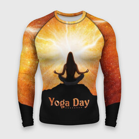 Мужской рашгард 3D с принтом International Yoga Day в Петрозаводске,  |  | 21 июня | day | energy | girl | international | ju | lightning | lotus | meditation | mountain | pose | silhouette | sky | space | stars | universe | woman | yoga | yogi | вселенная | гора | девушка | день | женщина | звёзды | йог | йоги | космос | лотос 