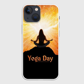 Чехол для iPhone 13 mini с принтом International Yoga Day в Петрозаводске,  |  | Тематика изображения на принте: 21 июня | day | energy | girl | international | ju | lightning | lotus | meditation | mountain | pose | silhouette | sky | space | stars | universe | woman | yoga | yogi | вселенная | гора | девушка | день | женщина | звёзды | йог | йоги | космос | лотос 
