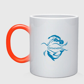 Кружка хамелеон с принтом Плавание в Петрозаводске, керамика | меняет цвет при нагревании, емкость 330 мл | Тематика изображения на принте: бассейн | вода | волна | дельфин | плавание | пловец