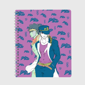 Тетрадь с принтом JoJo Bizarre Adventure в Петрозаводске, 100% бумага | 48 листов, плотность листов — 60 г/м2, плотность картонной обложки — 250 г/м2. Листы скреплены сбоку удобной пружинной спиралью. Уголки страниц и обложки скругленные. Цвет линий — светло-серый
 | anime | aureo | jojo | jojos | jojos bizarre adventure | vento | боевик | джоджо | иероглиф | манга | приключения | стиль | ужасы | фэнтези | япония