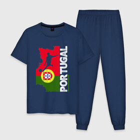 Мужская пижама хлопок с принтом Португалия в Петрозаводске, 100% хлопок | брюки и футболка прямого кроя, без карманов, на брюках мягкая резинка на поясе и по низу штанин
 | Тематика изображения на принте: coach | football | game | portugal | ronaldo | soccer | sport | team | вратарь | гол | игра | игрок | кубок | мяч | победа | португалия | роналду. криштиану | сборная | соккер | спорт | спортсмен | тренер | флаг | футбол | футболист
