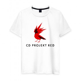 Мужская футболка хлопок с принтом CD RPOJECT RED в Петрозаводске, 100% хлопок | прямой крой, круглый вырез горловины, длина до линии бедер, слегка спущенное плечо. | 2019 | cd project red | cyberpunk 2077 | future | hack | night city | samurai | sci fi | андроиды | безумие | будущее | киберпанк 2077 | логотип | роботы | самураи | фантастика | цифры