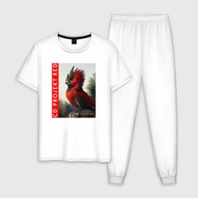Мужская пижама хлопок с принтом CD RPOJECT RED в Петрозаводске, 100% хлопок | брюки и футболка прямого кроя, без карманов, на брюках мягкая резинка на поясе и по низу штанин
 | Тематика изображения на принте: 