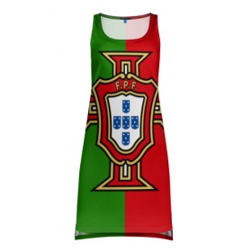 Платье-майка 3D с принтом Сборная Португалии в Петрозаводске, 100% полиэстер | полуприлегающий силуэт, широкие бретели, круглый вырез горловины, удлиненный подол сзади. | portugal | криштиану роналду | португалия | португальская сборная | сборная португалии | сборная португалии по футболу | форма | футбол | чемпионат