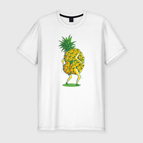 Мужская футболка премиум с принтом Ананас в Петрозаводске, 92% хлопок, 8% лайкра | приталенный силуэт, круглый вырез ворота, длина до линии бедра, короткий рукав | ананас | ананасы | в стрингах | летние | лето | стринги