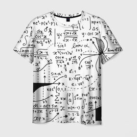 Мужская футболка 3D с принтом Формулы в Петрозаводске, 100% полиэфир | прямой крой, круглый вырез горловины, длина до линии бедер | science | геометрия | математика | наука | формулы