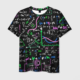 Мужская футболка 3D с принтом Формулы в Петрозаводске, 100% полиэфир | прямой крой, круглый вырез горловины, длина до линии бедер | Тематика изображения на принте: science | геометрия | математика | наука | физика | формулы